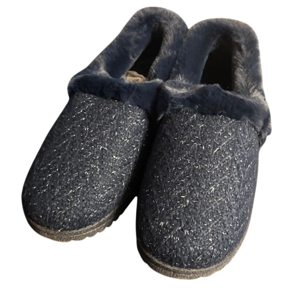 Skechers Cozy Lite Sweet Walk Sparkle Knit Slippers Navy Size 11 Comfy
